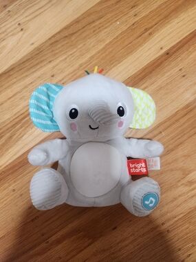 Bright Starts Gray Elephant Plush with Colorful Ears